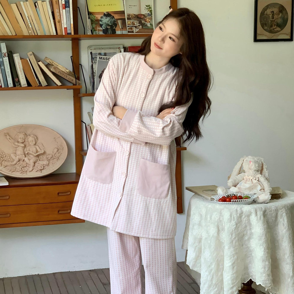 秋冬德绒产后月子服保暖长款袍子