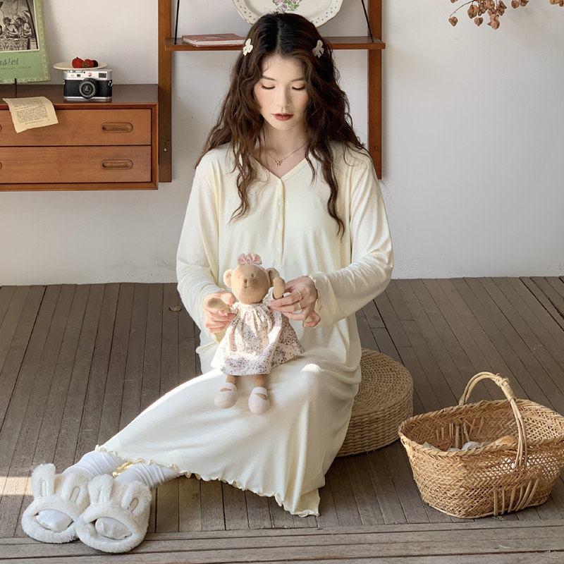带胸垫莫代尔月子裙春夏待产裙薄款哺乳睡裙产后喂奶月子服5月6月