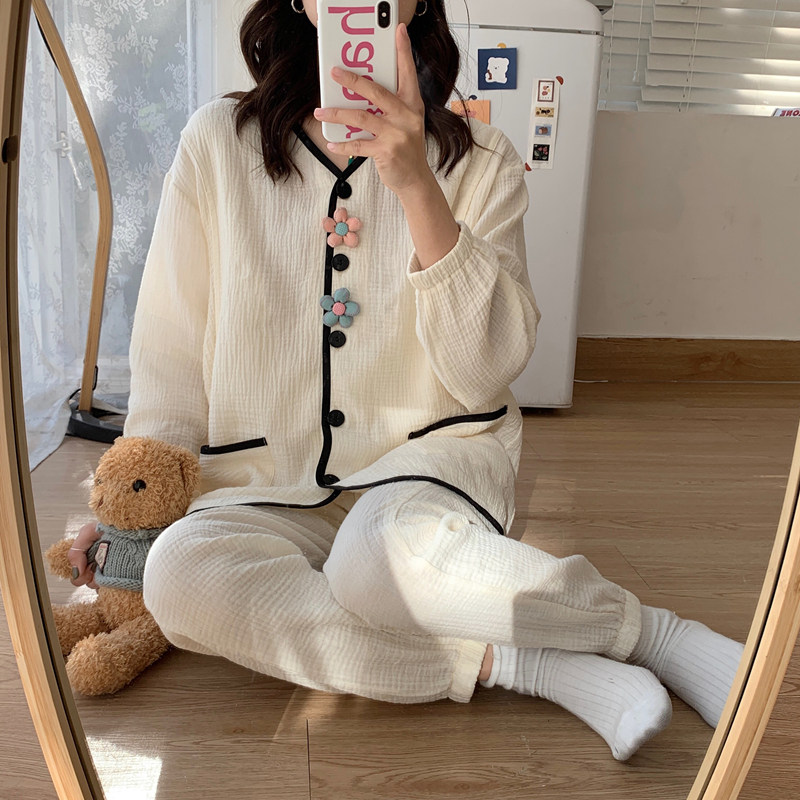 月子服春夏哺乳纱布孕妇睡衣薄款