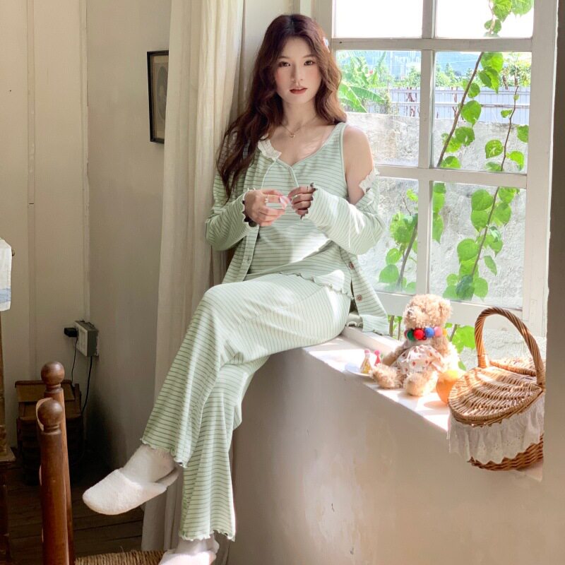 新品秋冬带胸垫三件套德绒月子服产后哺乳10月11月待产服孕妇睡衣