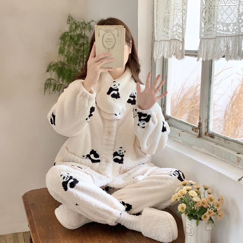 云朵绒哺乳睡衣秋冬季保暖月子服