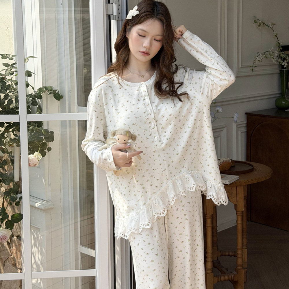 带胸垫月子服套装孕妇哺乳家居服