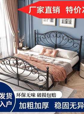 轻奢碳钢双人欧式公主风铁艺床