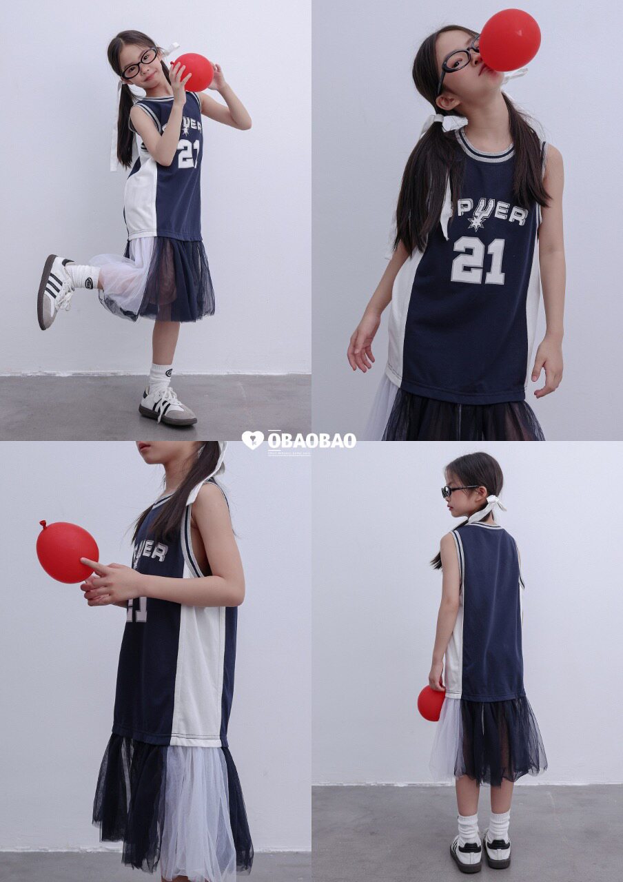 阿静家OBAOBAO欧抱抱2026夏季最新款女童时尚网纱拼接连衣裙8430图片