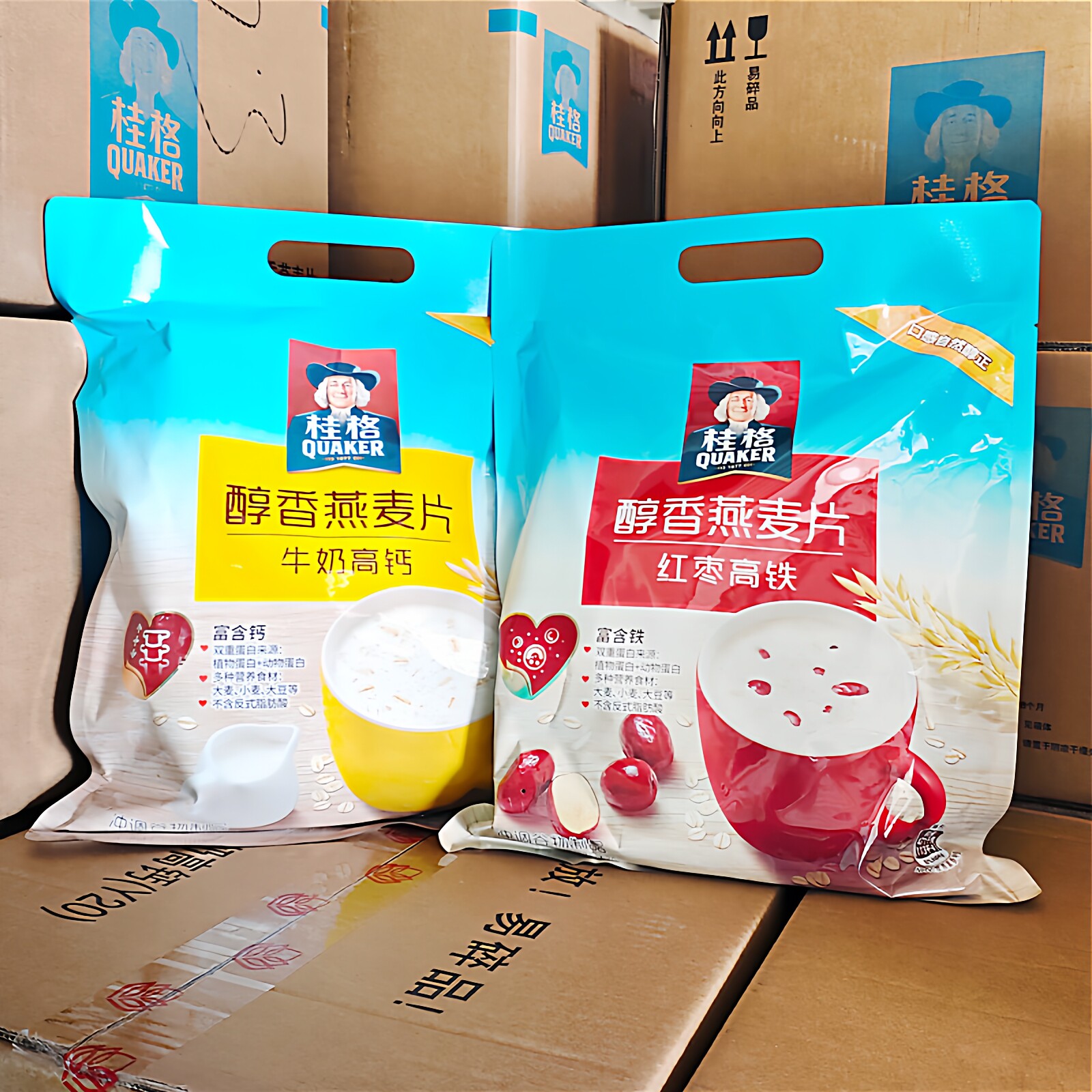桂格燕麦片540g牛奶红枣味谷物营养早餐即食麦片小包装