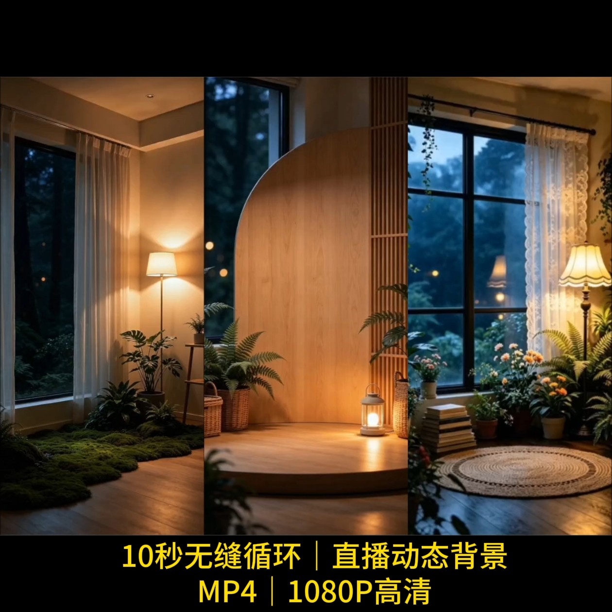 虚拟电子直播间背景10秒无缝循环治愈森系居家助眠情感电台MP4图片