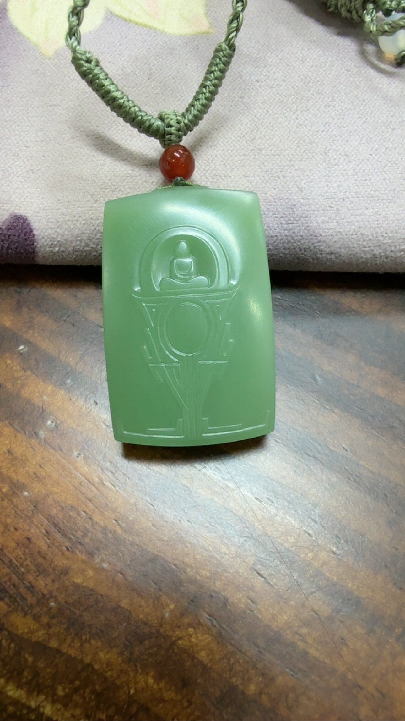 和田玉碧玉粉绿无事牌悟道