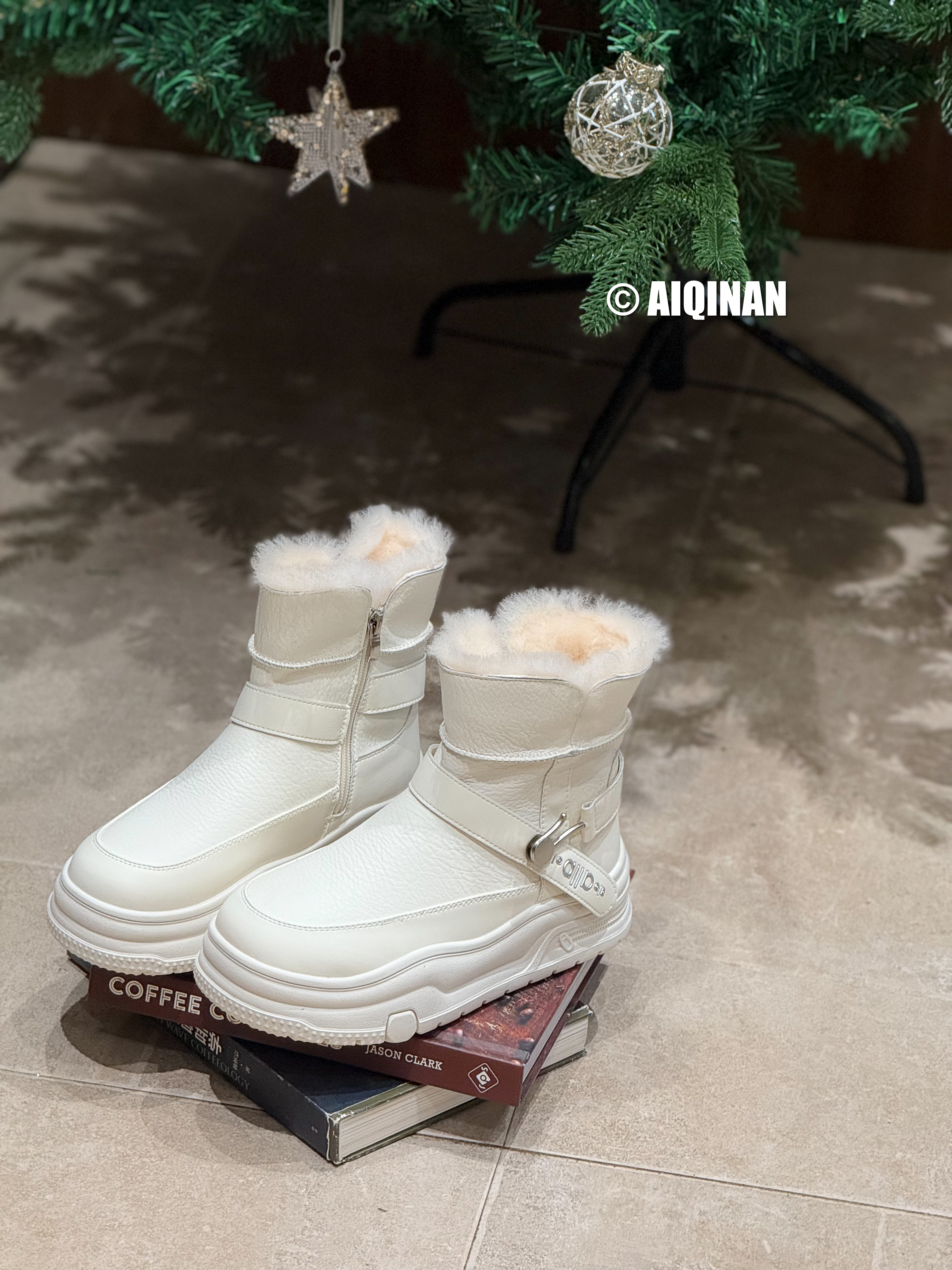 2025新款真皮厚底雪地靴女加绒保暖短筒靴两穿保暖棉鞋子防水百搭