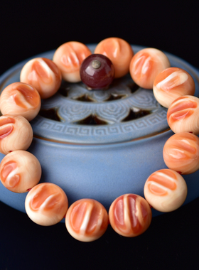 天然万宝螺手串男女念珠佛珠血槽