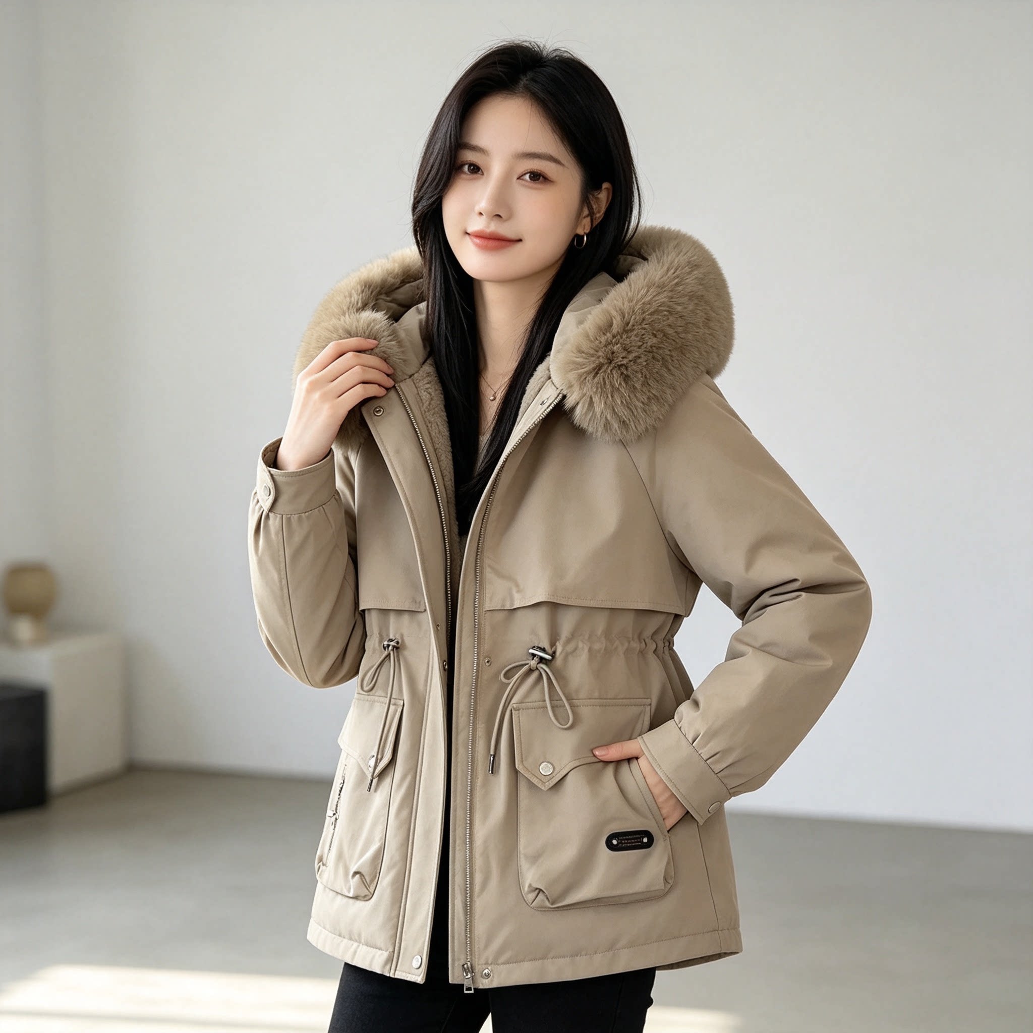 派克服女2026年新款棉服韩版宽松加厚棉袄冬季大毛领短款棉衣外套
