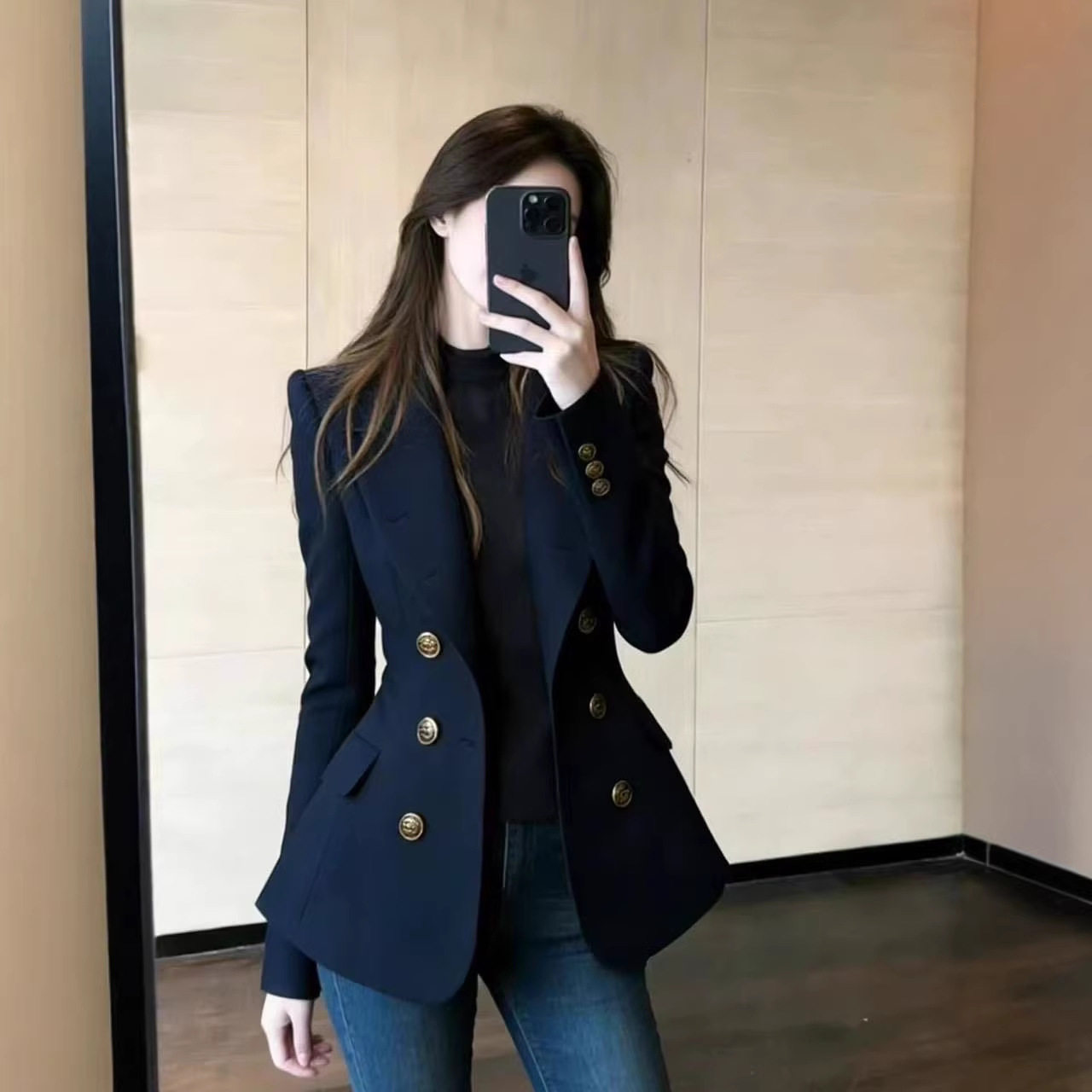 法式高级感双排扣通勤西装外套女