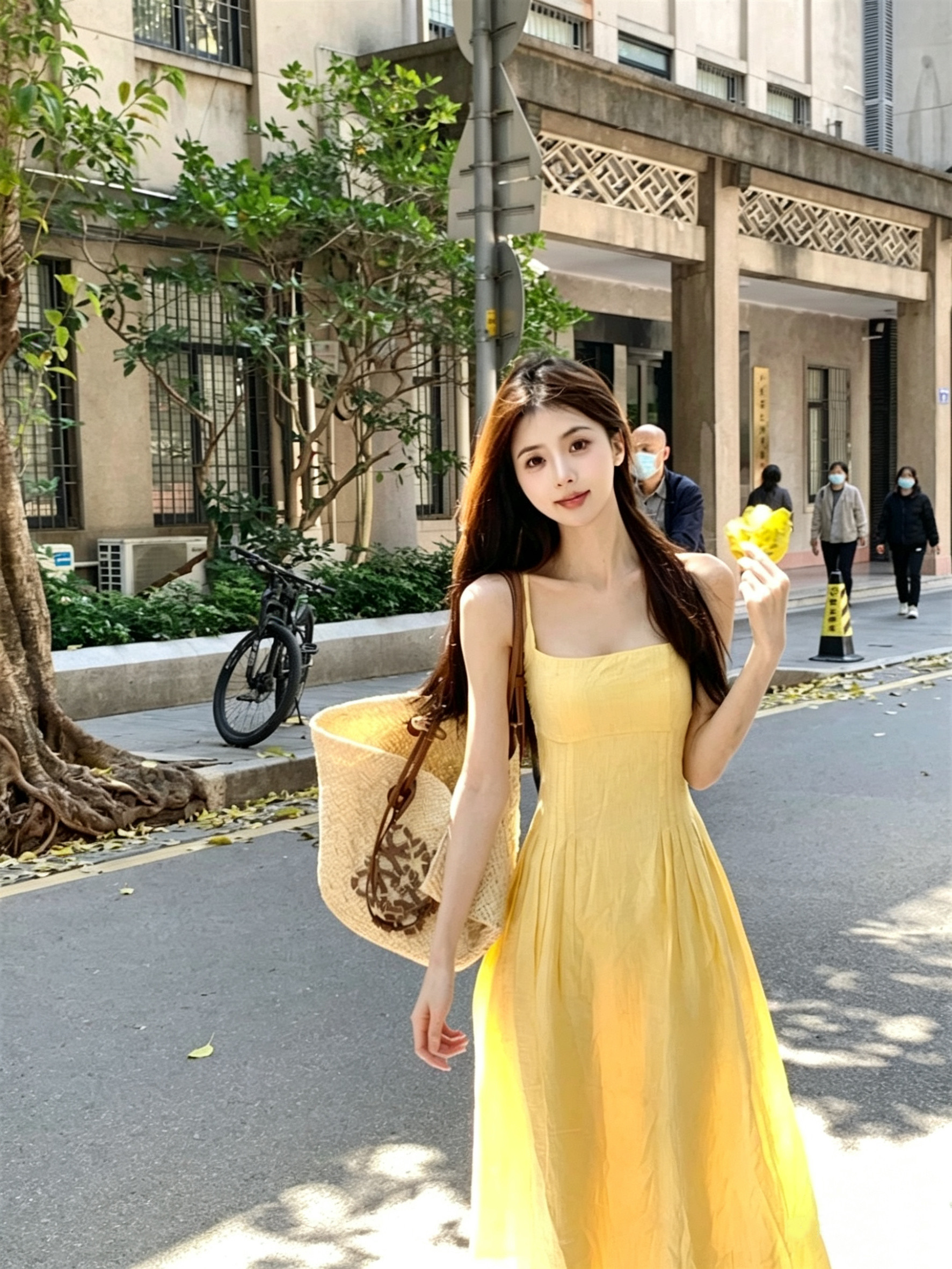 2026新款法式小个子黄色吊带连衣裙女装夏季收腰气质长裙海边度假
