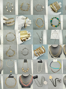 3.5欧美尾货孤品瑕疵外贸原单出口简气质项链锁骨链多层手链手镯