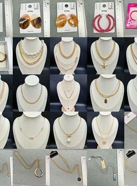 5.16青岛外贸尾货孤品瑕疵原单出口欧美项链长款多层耳钉耳环饰品