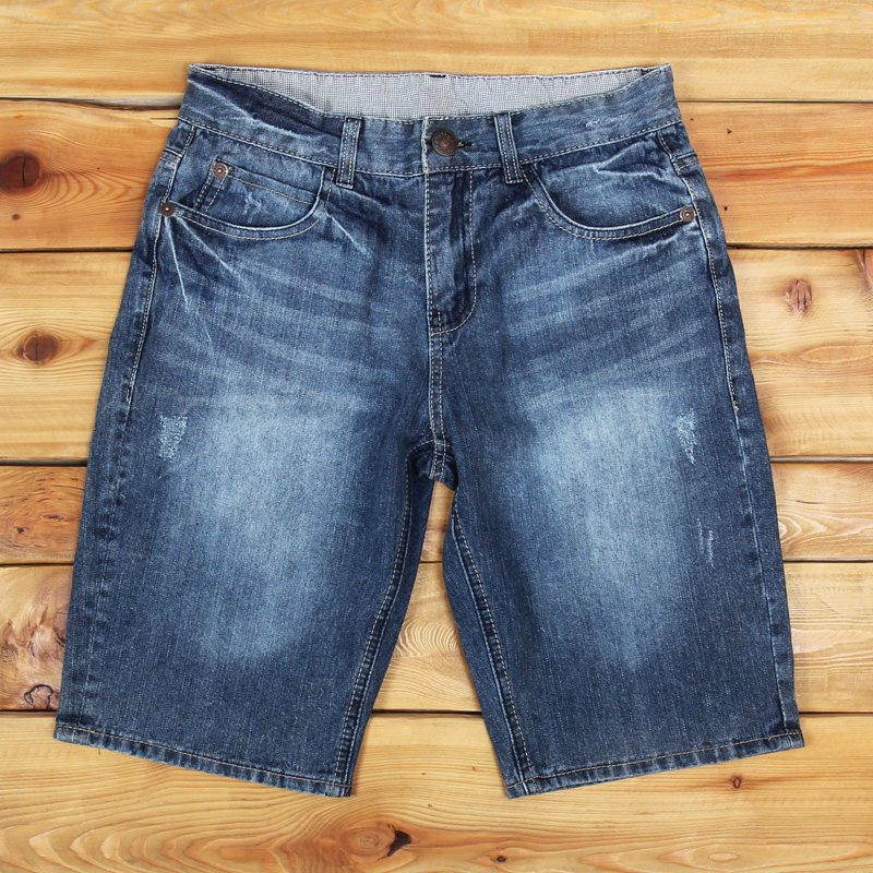 超值外贸夏季新款做旧破洞卷边牛仔短裤男五分裤大裤衩子休闲裤头
