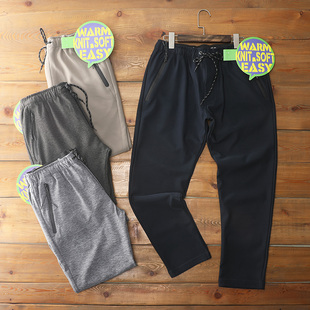 超值外贸日单松紧腰加绒保暖运动裤 高弹力面料 男女舒适透气休闲裤