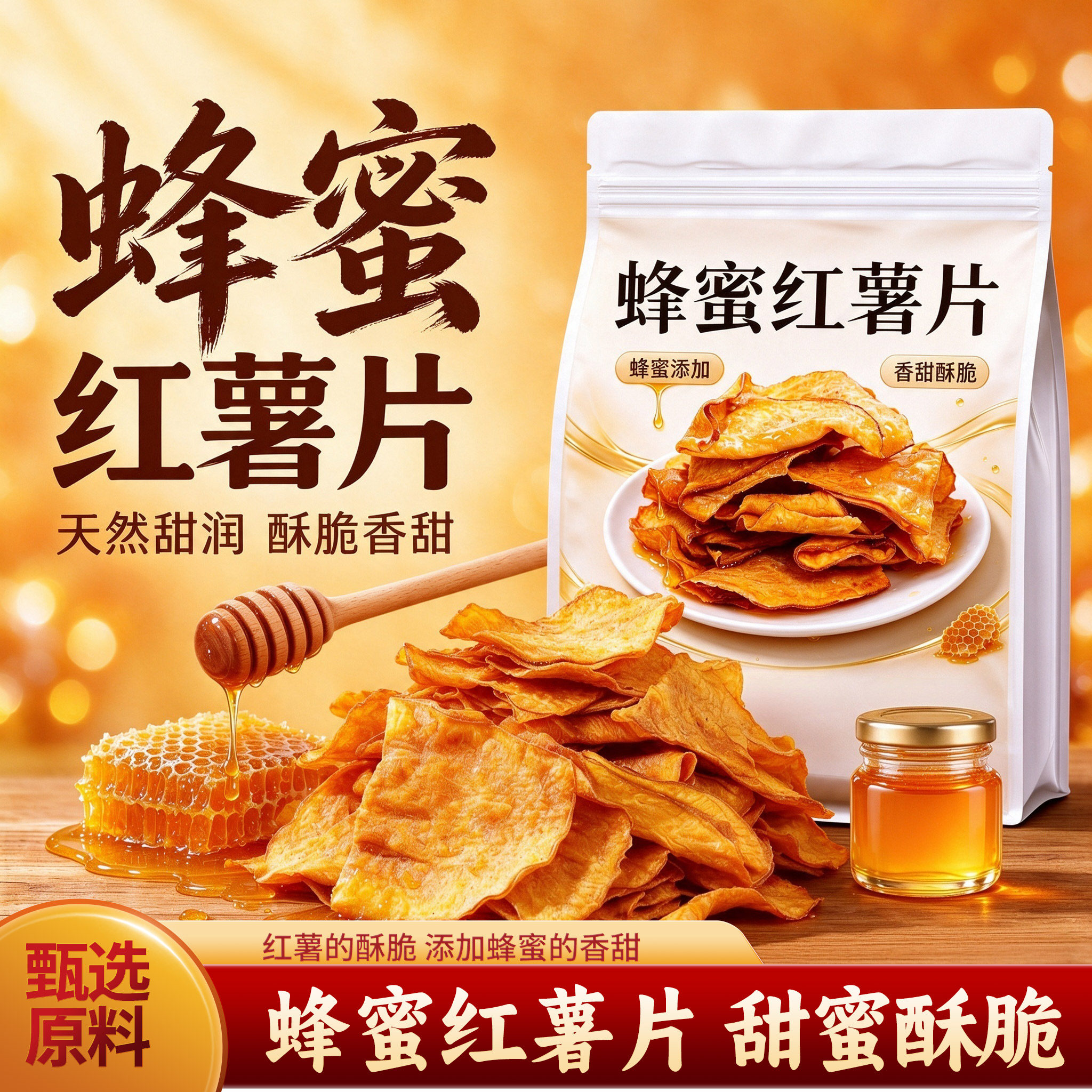 蜂蜜红薯片香脆地瓜干片红薯脆片香脆薄片蜂蜜口味休闲零食