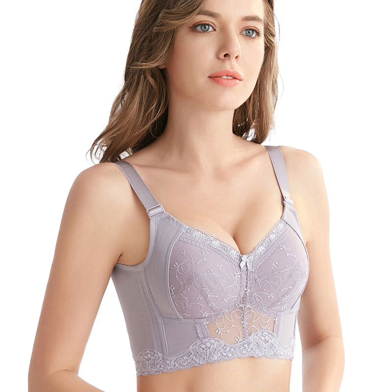 大码全罩杯文胸无钢圈薄款胖mm大胸显小显瘦收副乳胸罩聚拢内衣女