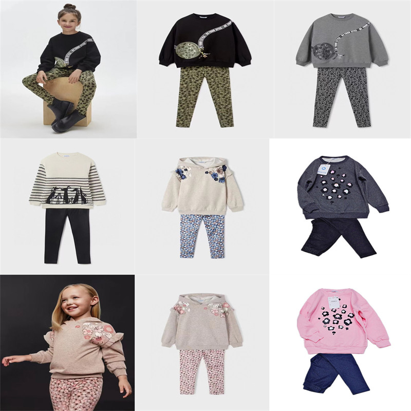 4~12岁外单单品质款女童春秋款精品款长袖T恤+长裤两件套装