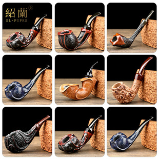 廠家直銷石楠木手工煙斗創意花卉實木煙斗 紹蘭煙具石楠手工煙斗