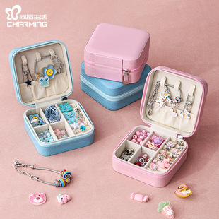 便携儿童首饰盒公主女孩发饰首饰盒发绳发夹手链收纳盒礼物珠宝盒