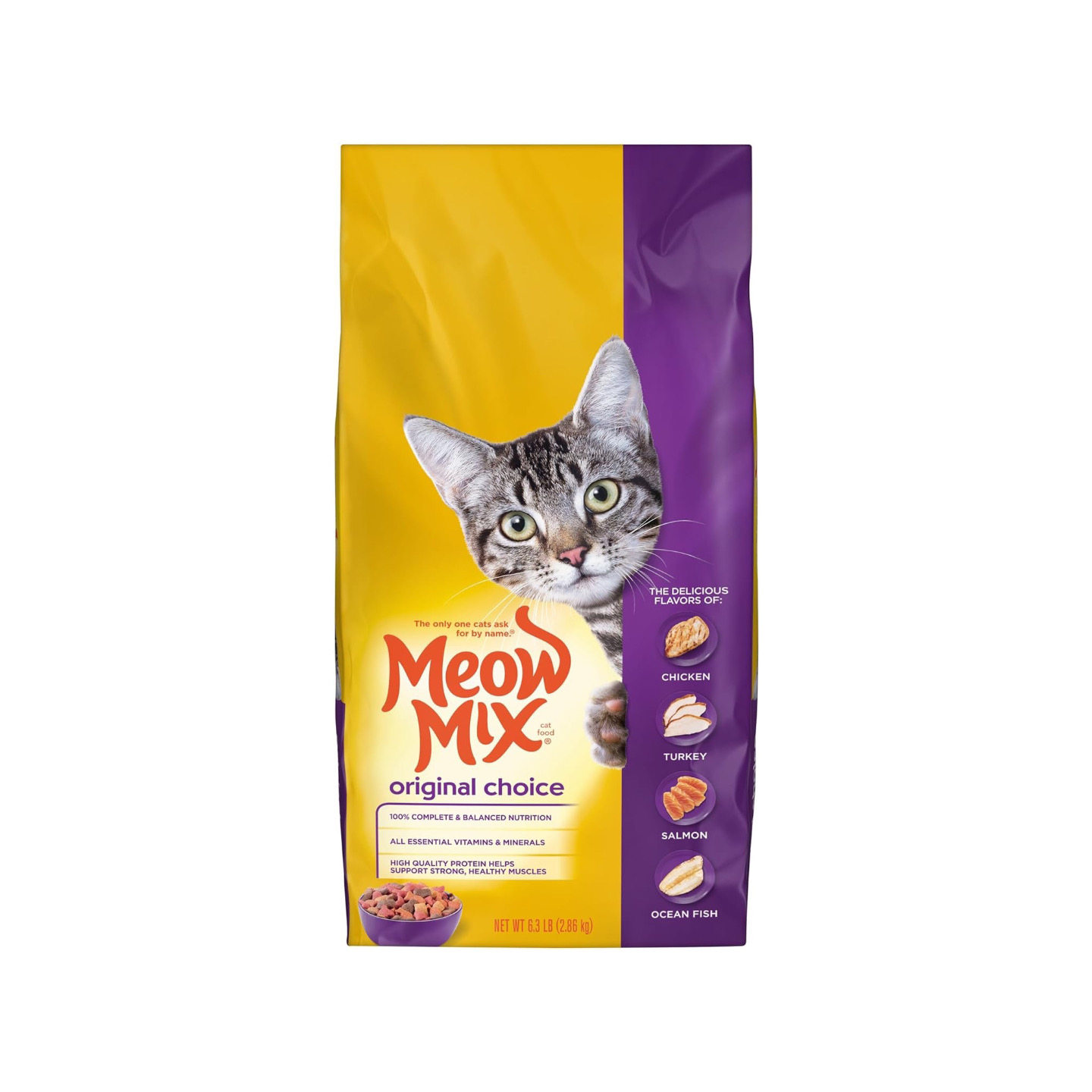 美国直邮 Meow Mix Original Choice Dry Cat 高蛋白干猫粮6.3磅