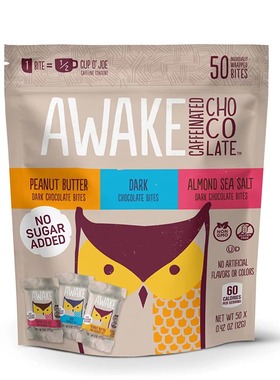 美国直邮 AWAKE Caffeinated Chocolate Bites生酮含咖啡因巧克力