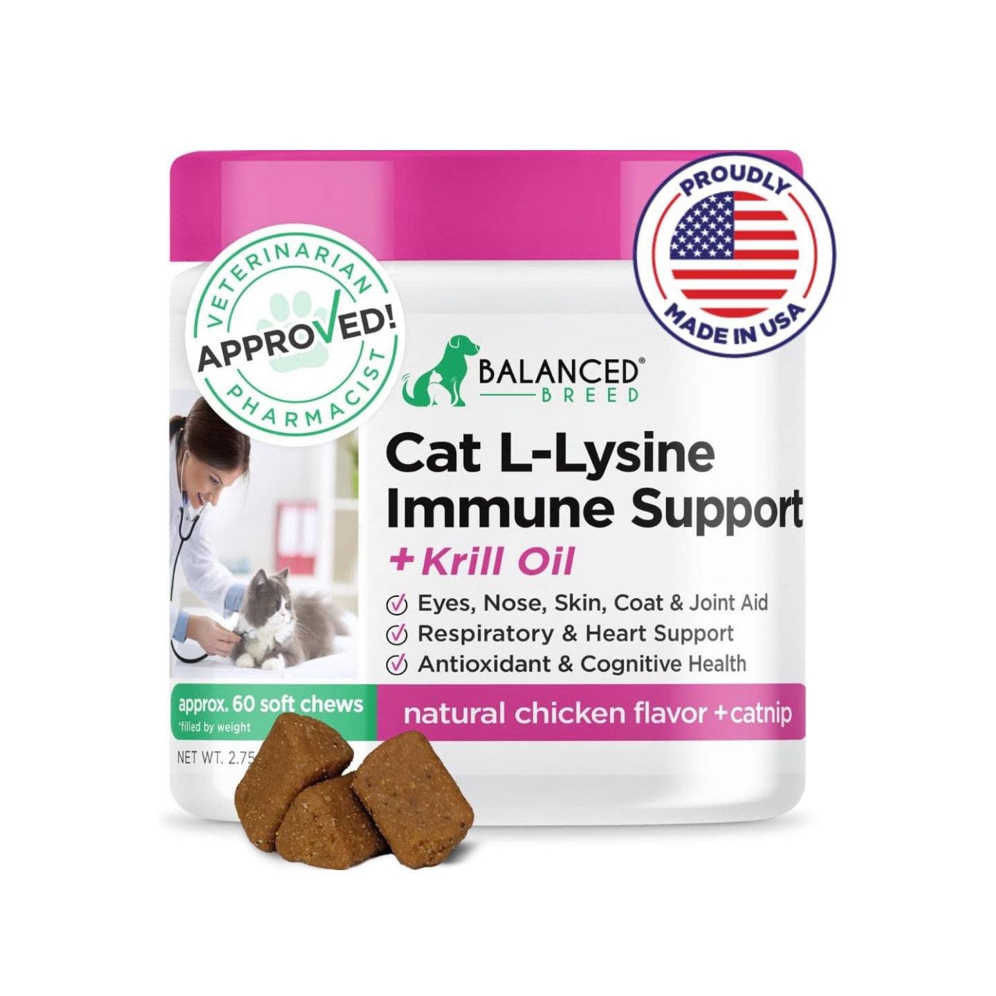 美国直邮 Balanced Breed L-Lysine Cats Immune L-赖氨酸猫免疫