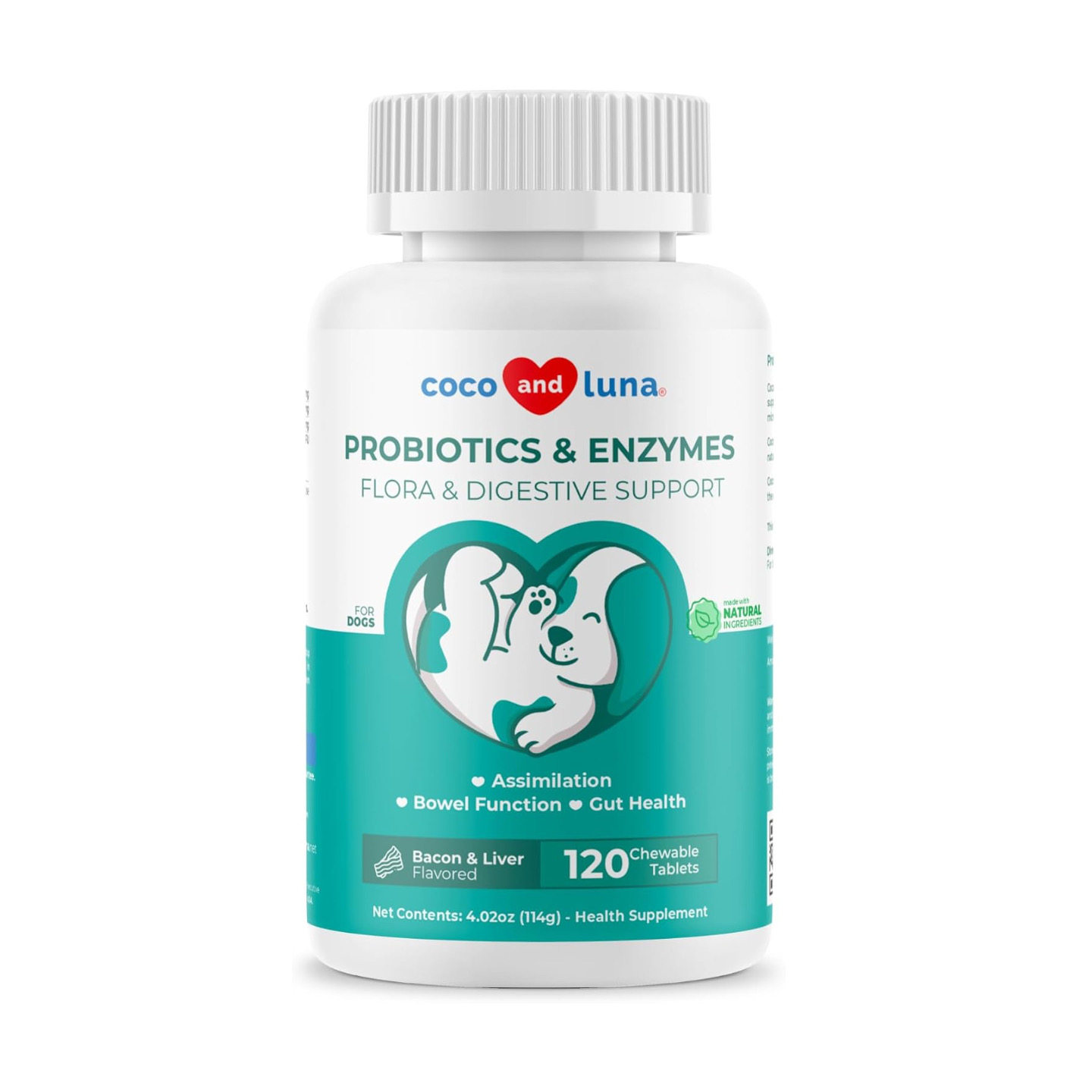 美国直邮Coco and Luna Probiotics for Dogs狗用益生菌补剂120粒