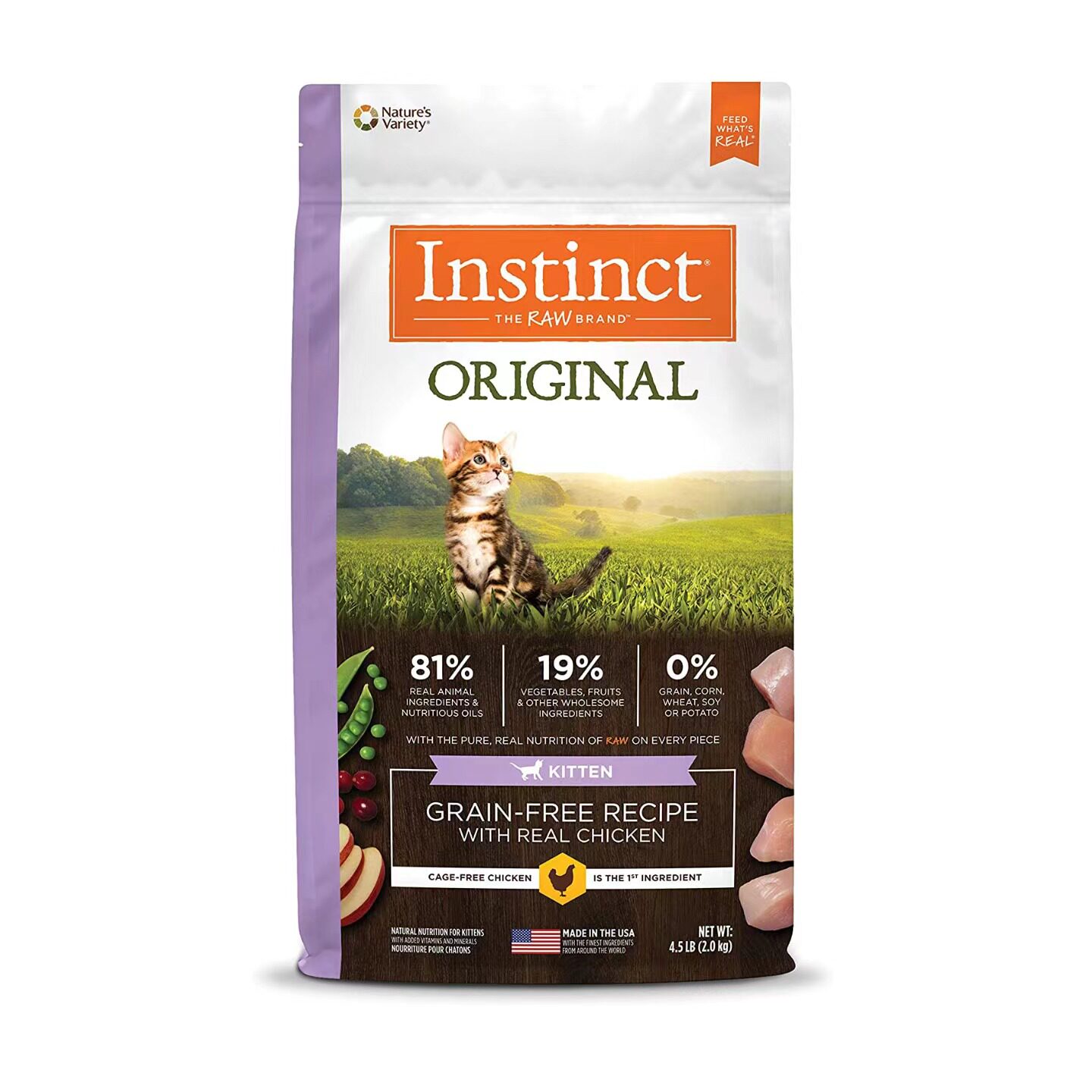 美国直邮 instinctoriginal grain- free food全天然无谷物干猫粮