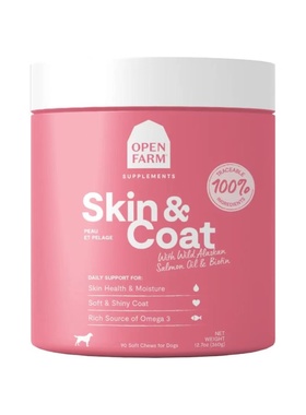 美国直邮Open Farm Skin & Coat Chews for Dog狗用皮毛补剂 90粒