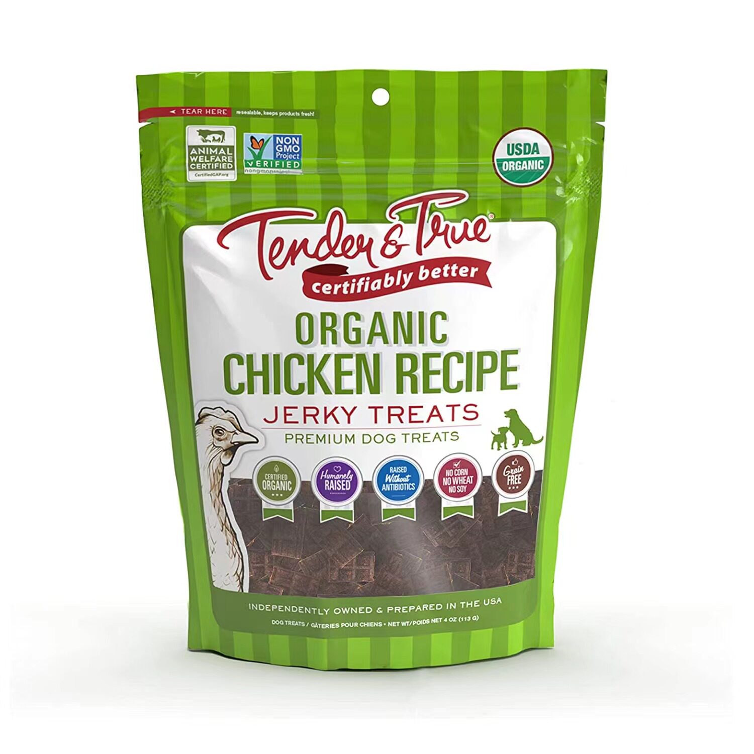 美国直邮Tender & True Organic Chicken dog  有机鸡肉干狗零食