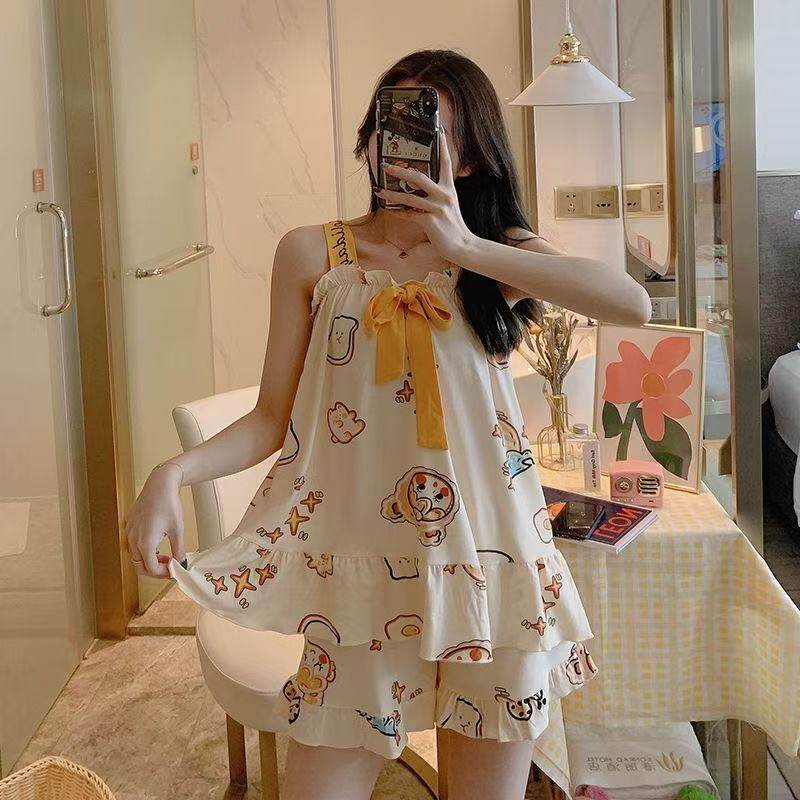 睡衣女夏季新款吊带性感套装性感甜美学生可外穿休闲孕妇家居服夏