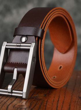适上FITB整张单层头层牛皮带男真皮针扣男士裤带腰带复古手工休闲