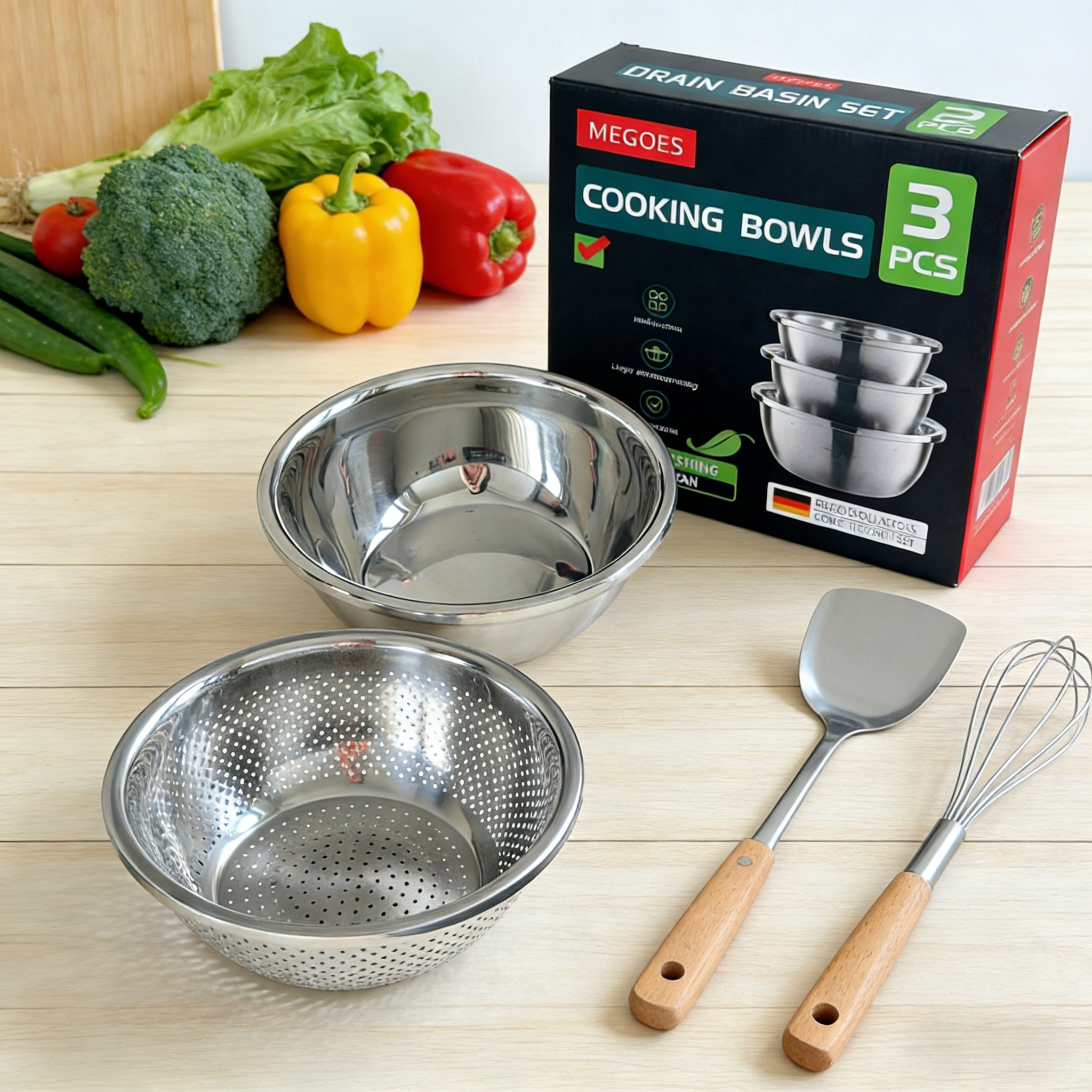 出口欧洲不锈钢厨房三件套洗菜盆沥水篮漏盆家用加厚多功能套装,餐饮具,洗菜盆/沥水篮/漏水筛,淘宝优惠券,粉丝福利购,淘宝优惠卷