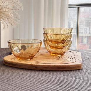 琥珀加厚耐高温饭碗玻璃碗套装 高硼硅玻璃经典 4只装 品质柜货