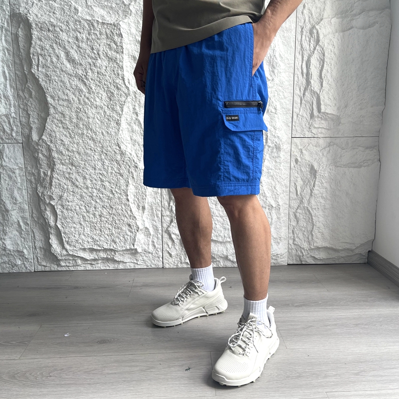 活力蓝 南非小众夏季男士轻量防水网纱松紧腰休闲工装多口袋短裤