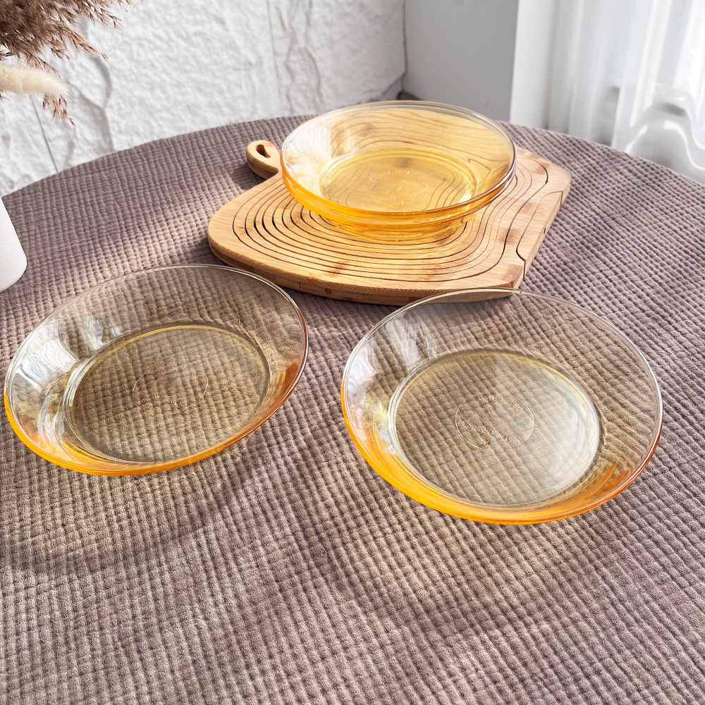 高硼硅玻璃经典琥珀色家用碟餐盘