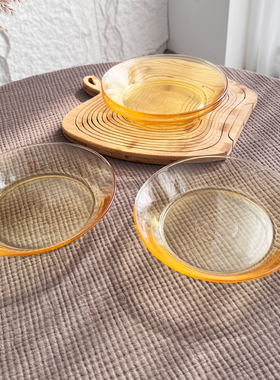 捡漏一波流！四只装！耐热高硼硅玻璃经典琥珀可微波炉碗碟子餐盘