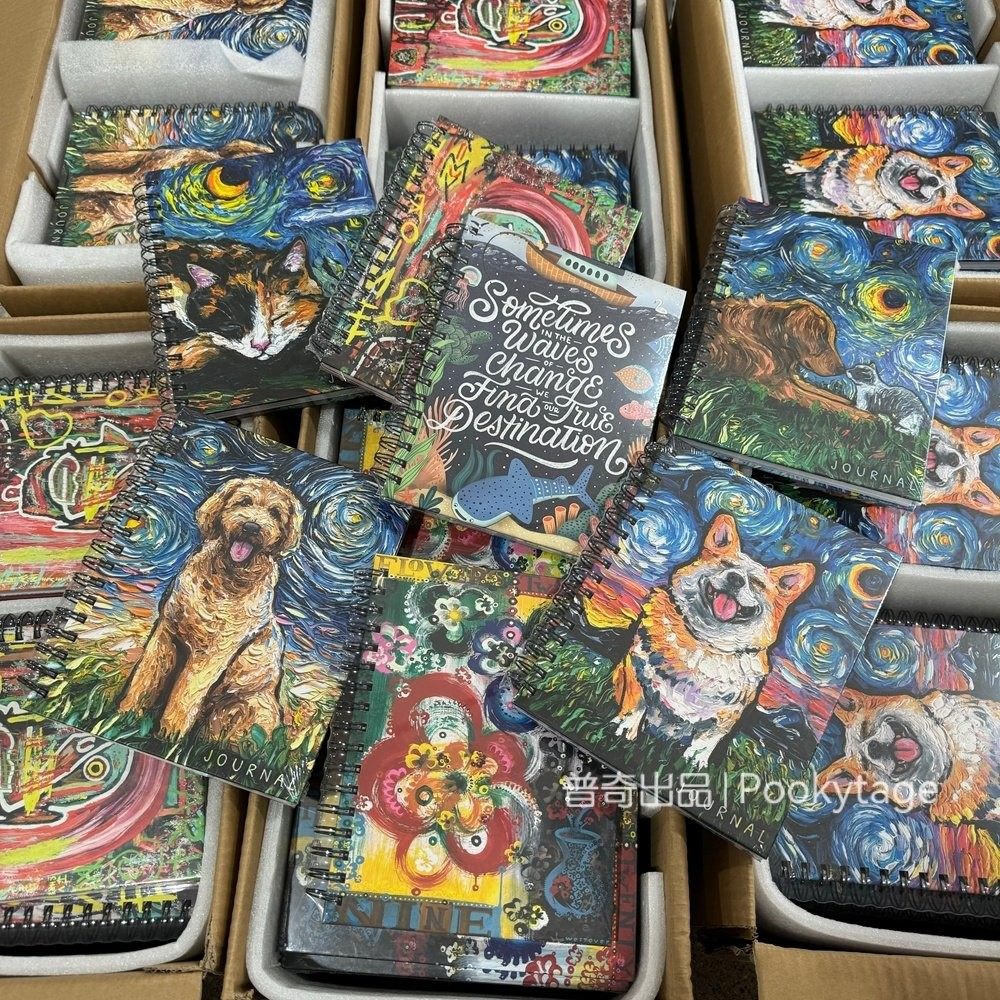 特清！谁能不爱！艺术大师联名油画宠物星空加厚线圈本横线笔记本,文具电教/文化用品/商务用品,笔记本/记事本,淘宝优惠券,粉丝福利购,淘宝优惠卷