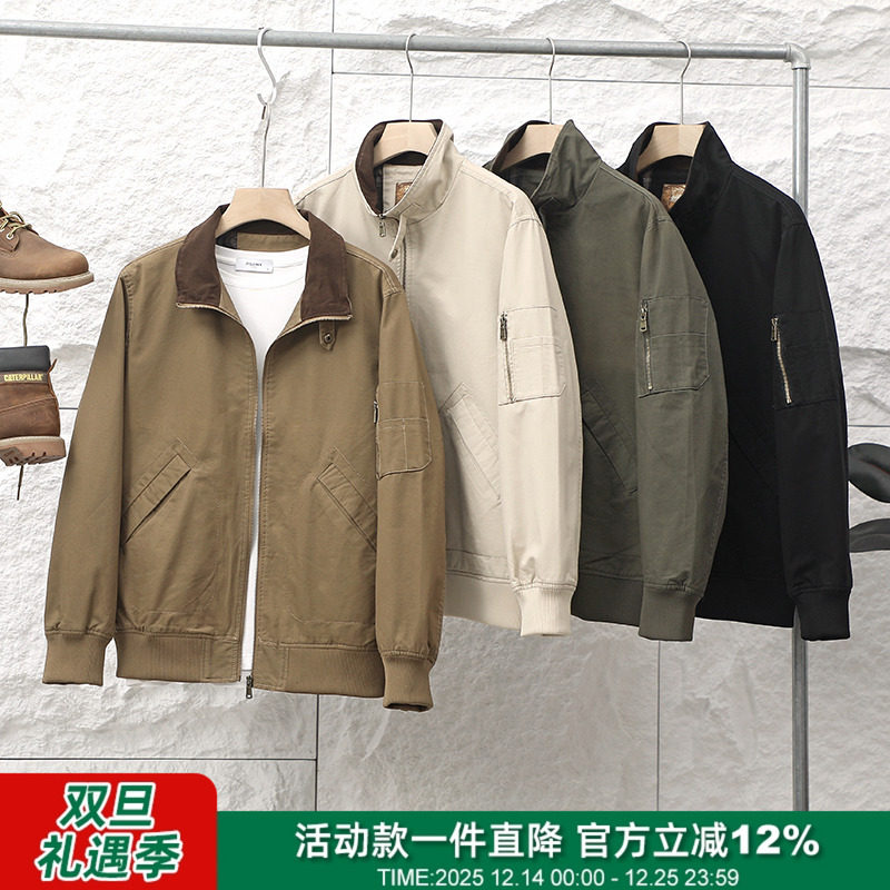 美式重水洗斜纹纱复古休闲夹克