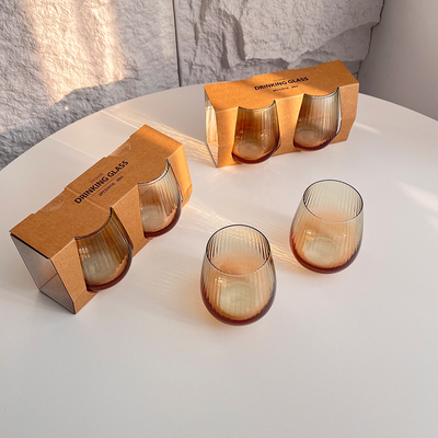 北欧2只装轻奢琥珀渐变玻璃水杯