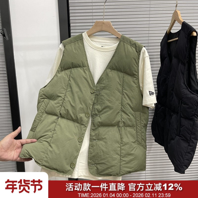 日系高街 防风防水尼龙加厚夹棉保暖秋冬男女休闲V领背心棉马甲,男装,常规马甲,淘宝优惠券,粉丝福利购,淘宝优惠卷