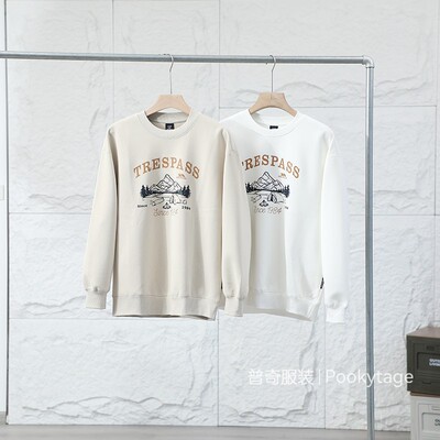 年末清仓！英系渠道货趣味山野户外印花圆领卫衣柔软舒适针织外套