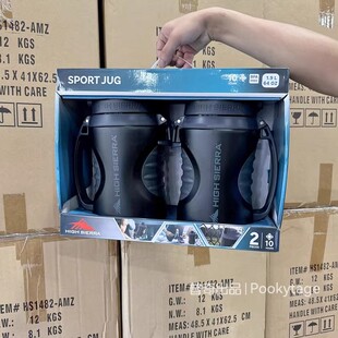 特清！2只装！1.9L大容量10H锁冷蜂巢握把防漏翻盖运动健身冷水壶