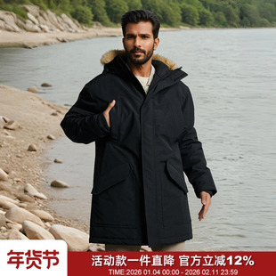 出波兰！强悍防寒！防风防水保暖秋冬男士连帽毛领中长款派克棉服