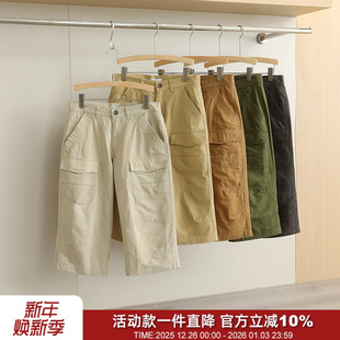 男士 夏季 柔软透气休闲七分裤 工装 走美单 短裤 水洗斜纹纱卡全棉