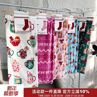 圣诞节主题印花软糯超柔牛奶绒毛毯保暖盖毯 送地板袜 原装 整单