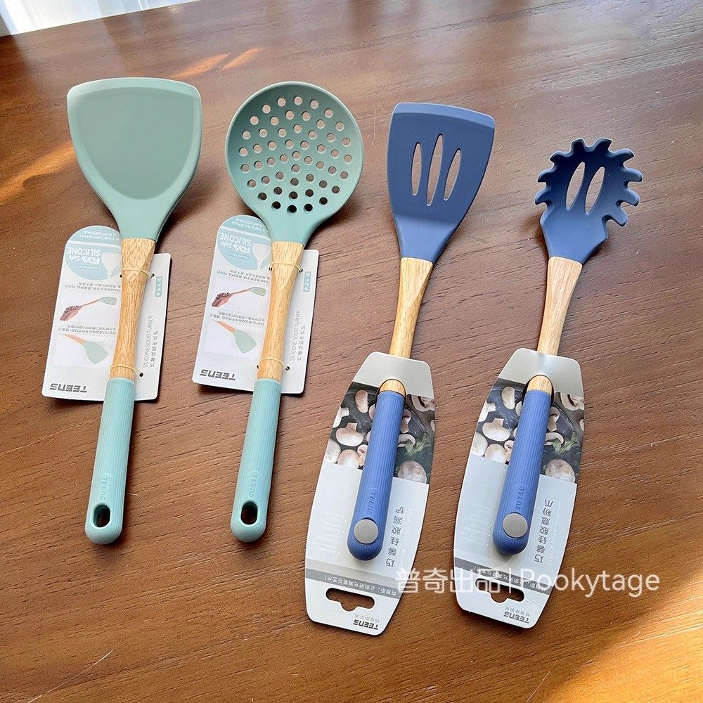 特价清！食品级硅胶！橡木手柄耐高温厨具锅铲漏勺中式铲意粉爪