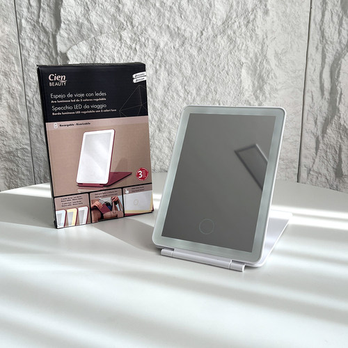 三档无极调光便携LED折叠化妆镜